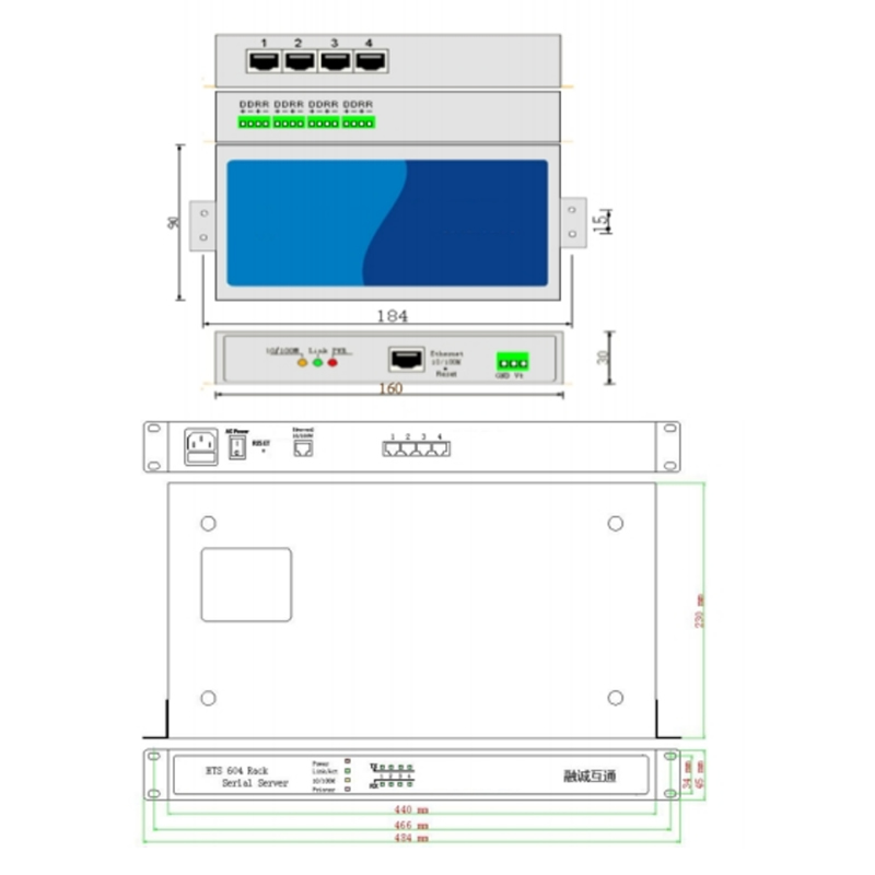 串口網(wǎng)關 通訊管理機 歐鑫通MTU-604系列